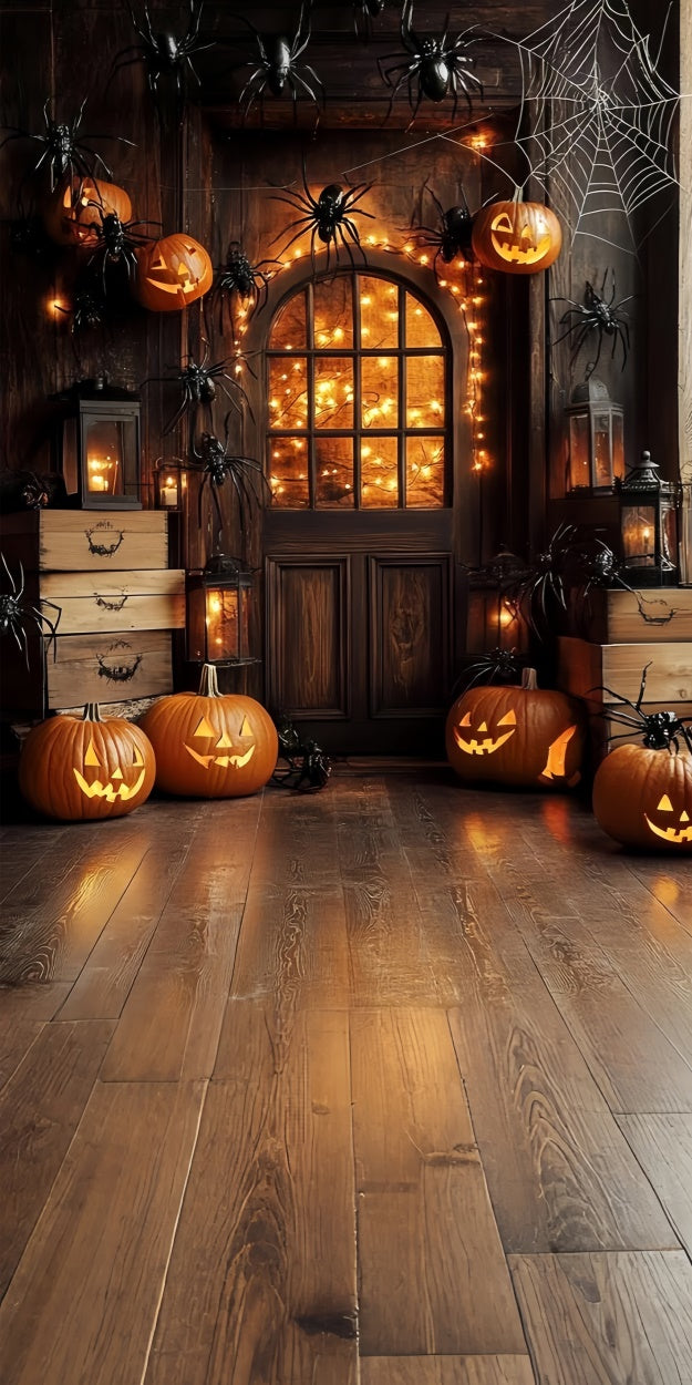 Halloween Picture Backdrop Pumpkin Spider Porch Sweep Backdrop TWW6-76