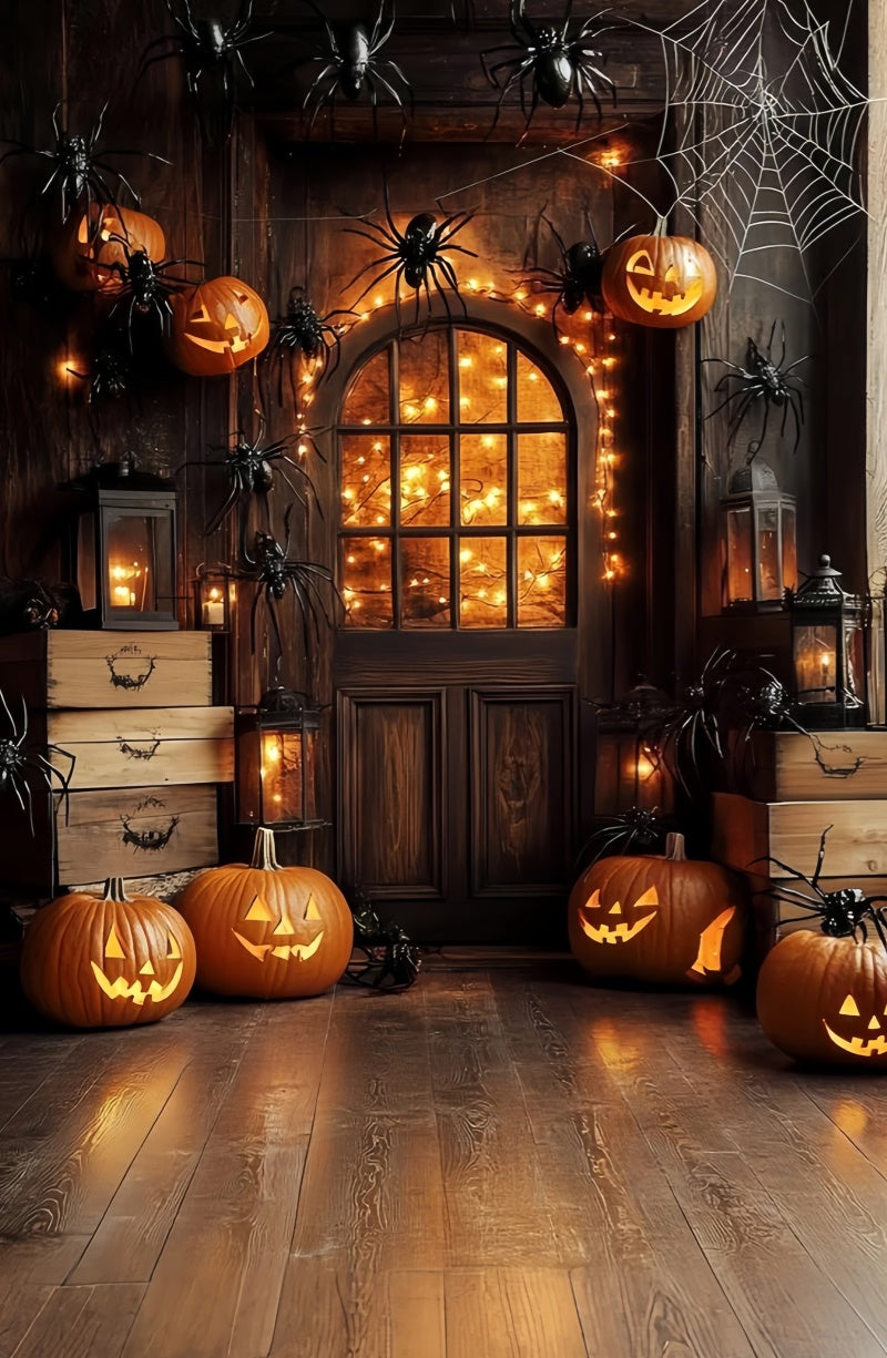 Halloween Picture Backdrop Pumpkin Spider Porch Sweep Backdrop TWW6-76