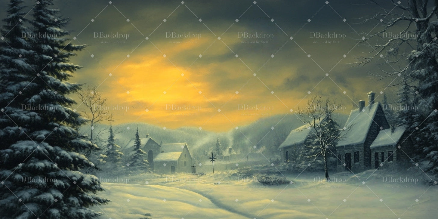 Theater Backdrops Winter Village Scenery Backdrops for Theater CSH59-T4