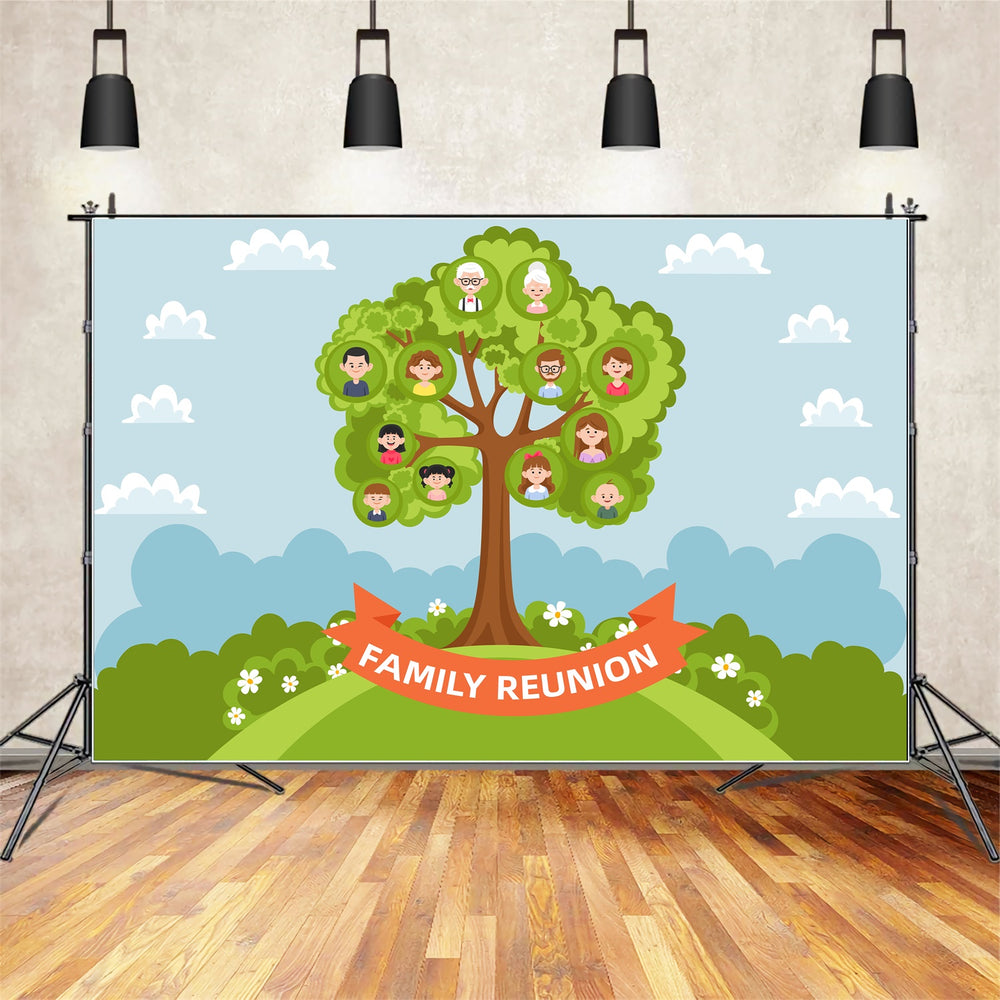 Backdrop Family Reunion Family Heritage Tree Celebration Backdrop XY2