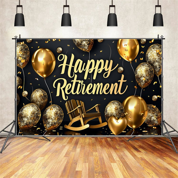 Happy Retirement Backdrop Glitter Balloon Rocking Chair Backdrop XY2-1
