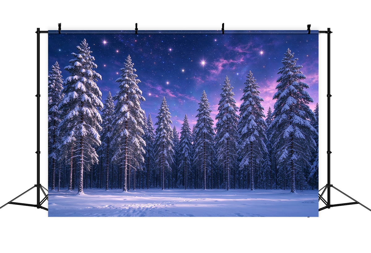 Christmas Tree Backdrops Purple Starlit Snowy Forest Xmas Backdrop ZTT610-12