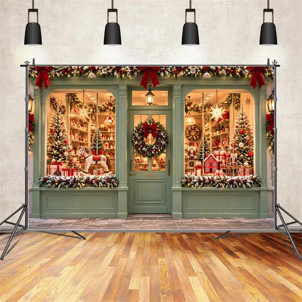 Christmas Candy Cane Backdrop Mint Green Toyshop Display Merry Christmas Backdrop ZTT610-20