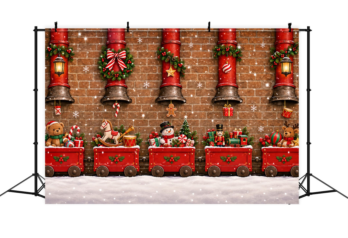 Christmas Backdrop Vintage Red Toy Train Christmas Backdrops Photography ZTT610-22