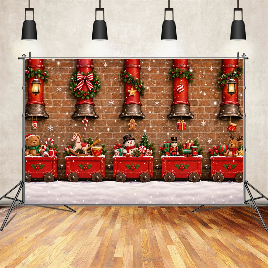 Christmas Backdrop Vintage Red Toy Train Christmas Backdrops Photography ZTT610-22