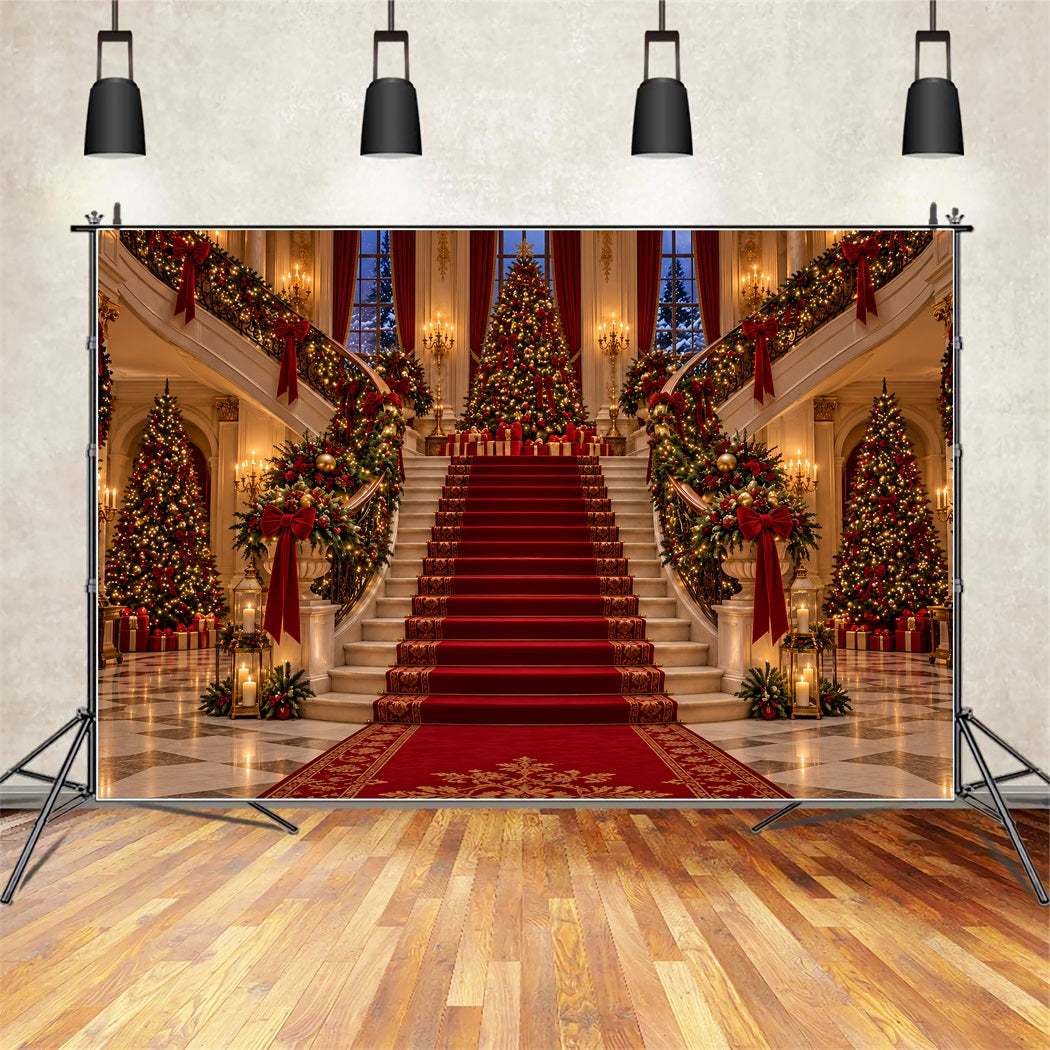 Living Room Christmas Backdrop Imperial Festive Staircase Hall Christmas Wall Backdrop ZTT610-28