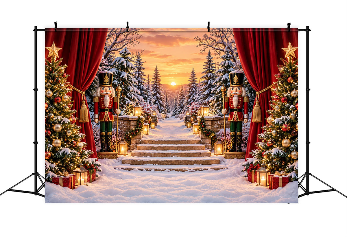 Christmas Theme Backdrop Snowy Forest Gateway Stage Nutcracker Backdrops ZTT610-29
