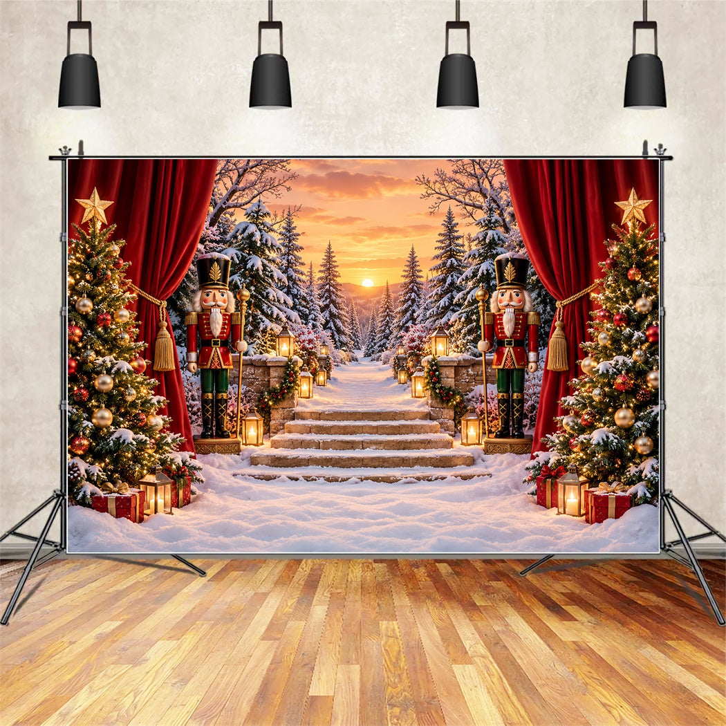 Christmas Theme Backdrop Snowy Forest Gateway Stage Nutcracker Backdrops ZTT610-29