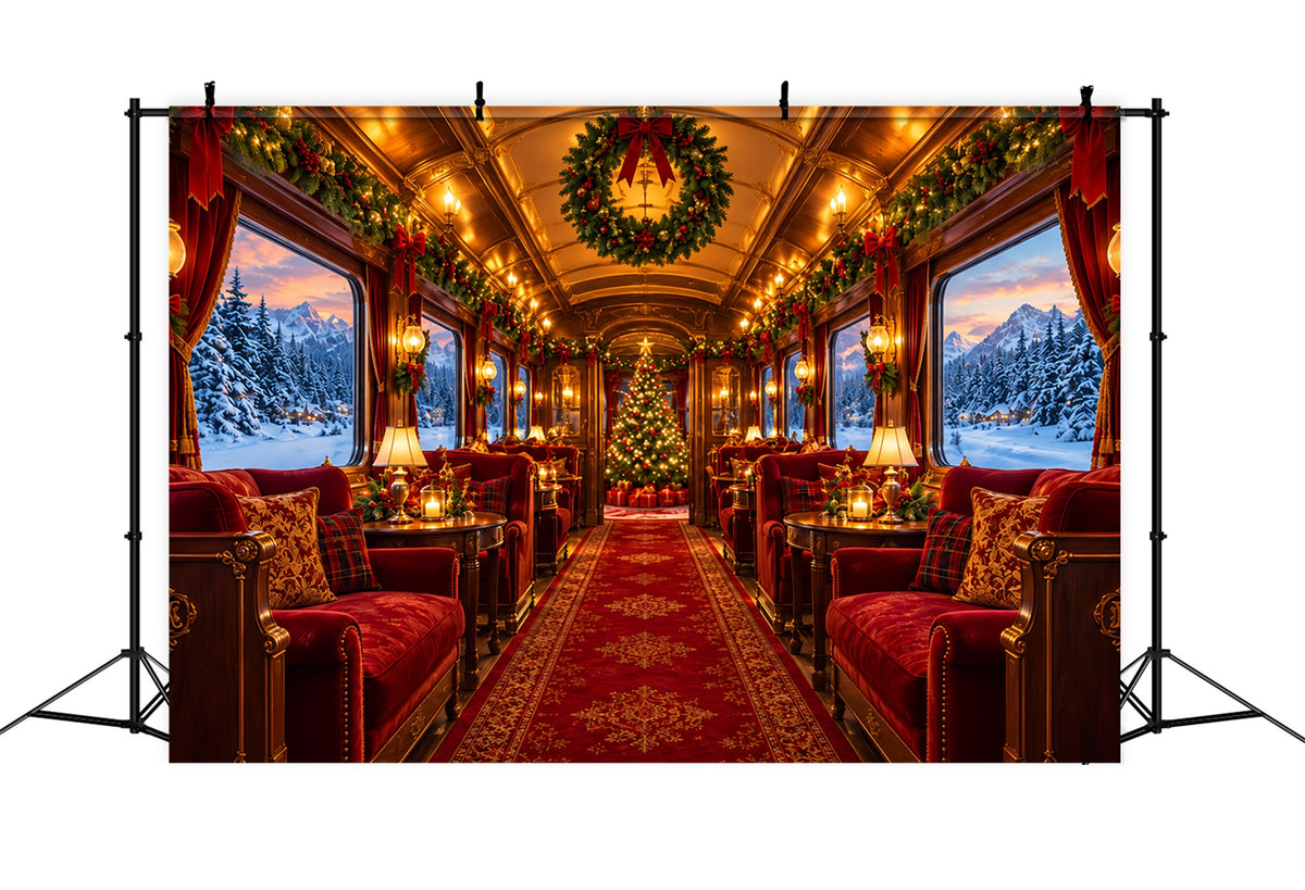 Christmas Backdrops for Photography Festive Luxury Train Interior Christmas Photography Backdrop ZTT610-41