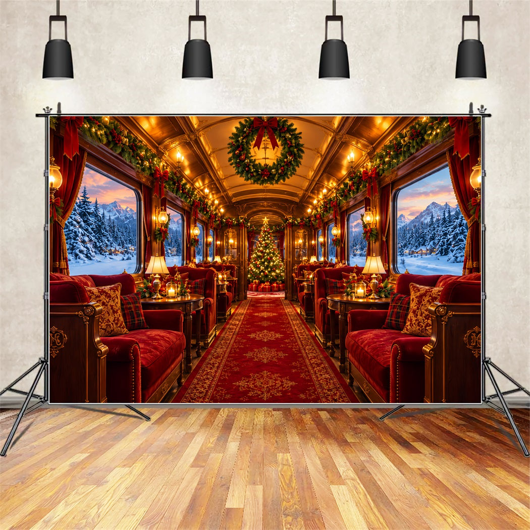 Christmas Backdrops for Photography Festive Luxury Train Interior Christmas Photography Backdrop ZTT610-41