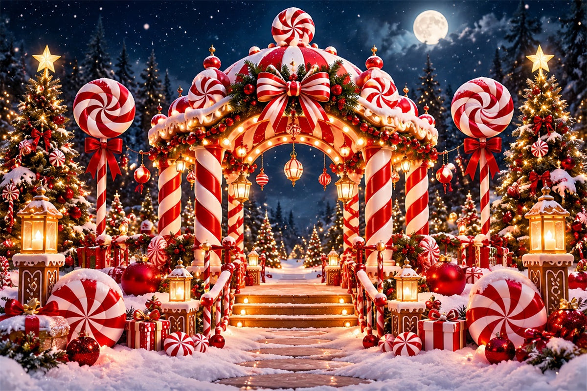 Christmas Candy Cane Backdrop Peppermint Candyland Entrance Christmas Party Backdrop ZTT610-48