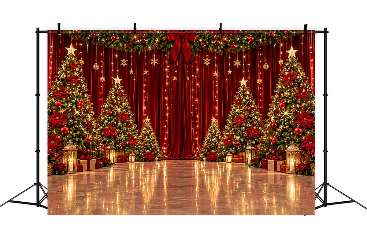 Christmas Backdrop for Photography Magnificent Red Velvet Stage Christmas Stage Backdrops ZTT610-49