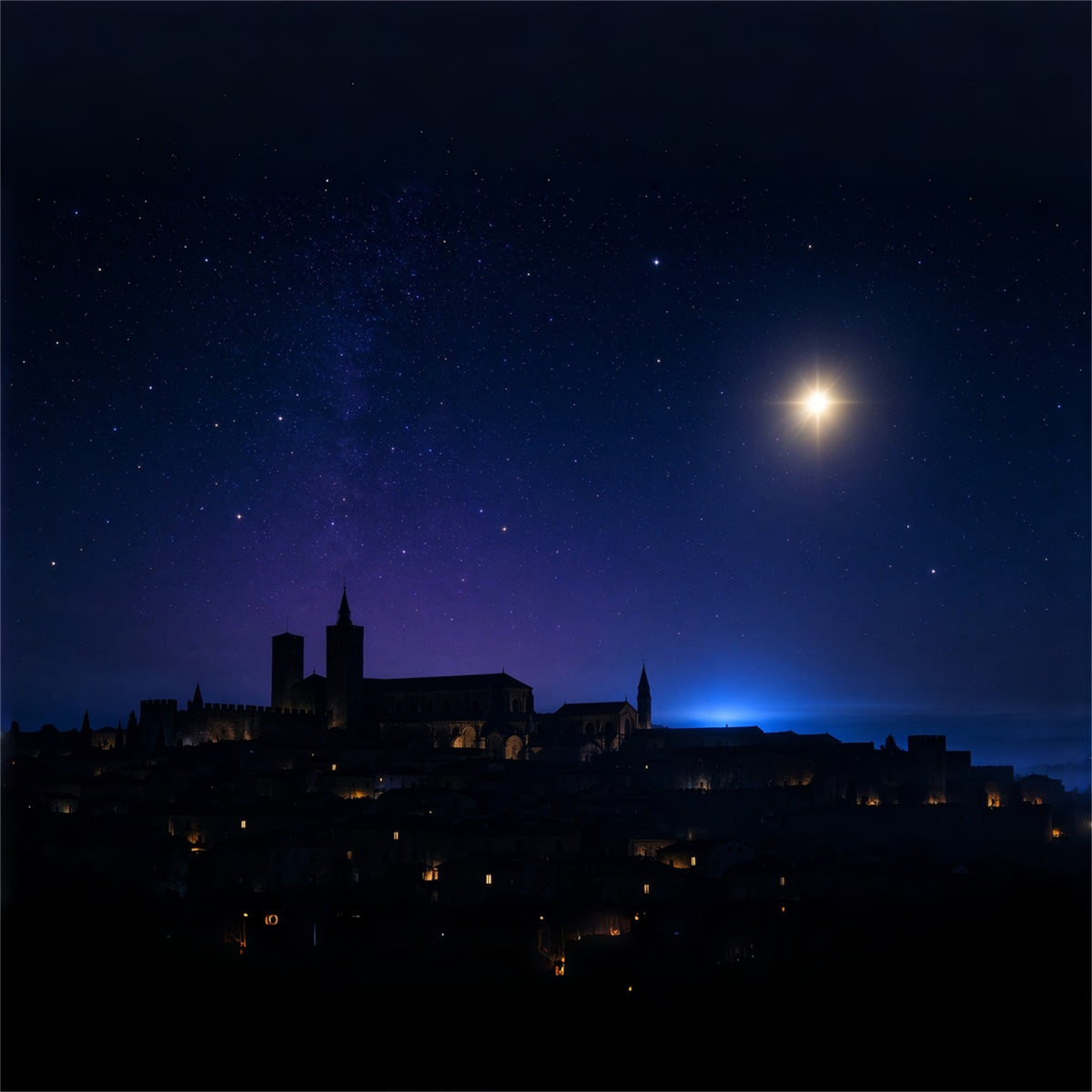 Nativity Scene Backdrop Starry Bethlehem Village Skyline Christmas Photo Backdrop Ideas ZTT610-8