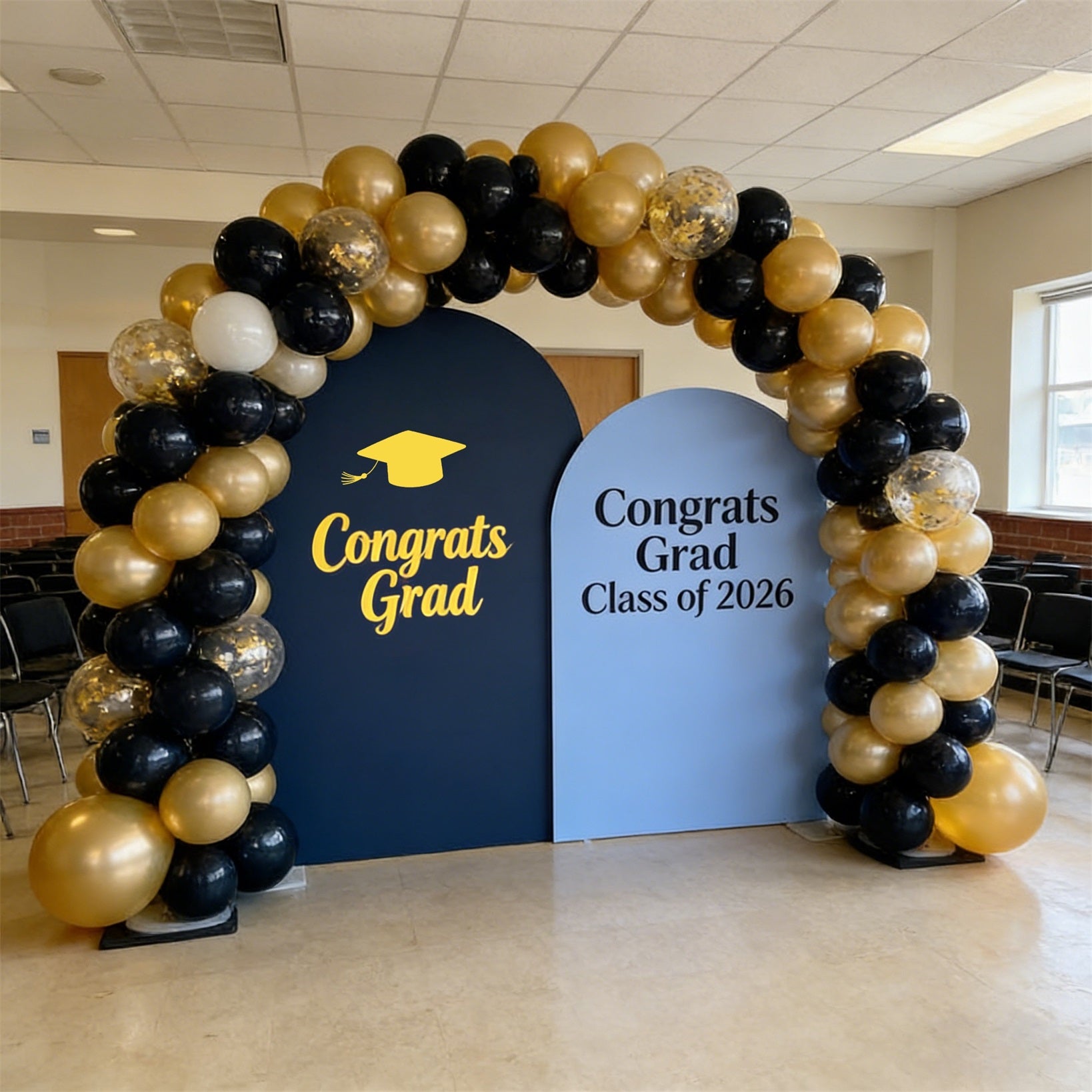 Premium Graduation Backdrop Navy Blue Dual Grad High Quality Graduatio