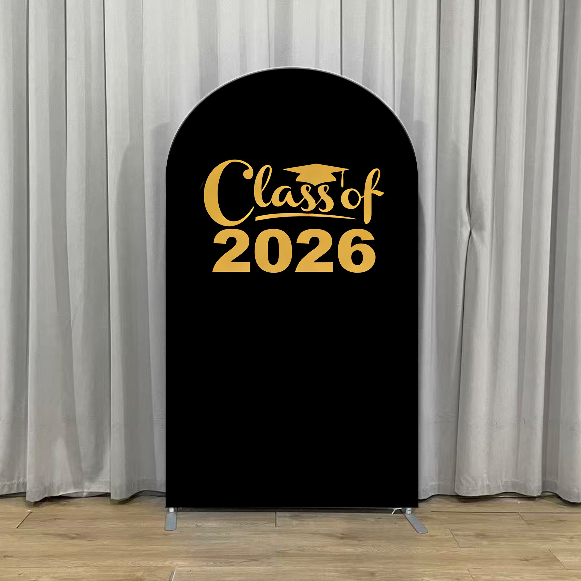 You Did It Graduation Arch Backdrop Black Gold Bold Cap Accent Congrats Grad Arch Backdrop ZTT64-10