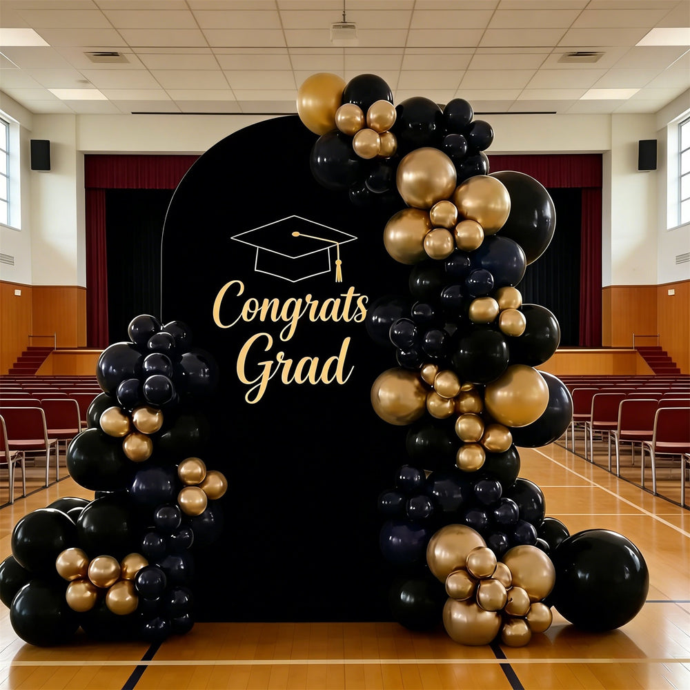 Black Gold Graduation Arch Backdrop Black Gold Minimalist Grad Luxury