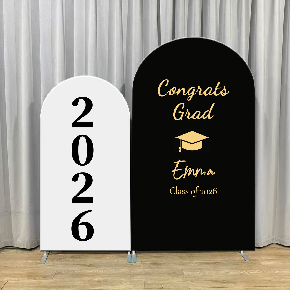 Graduation Arch Backdrop Black White 2026 Accent Personalized Graduati