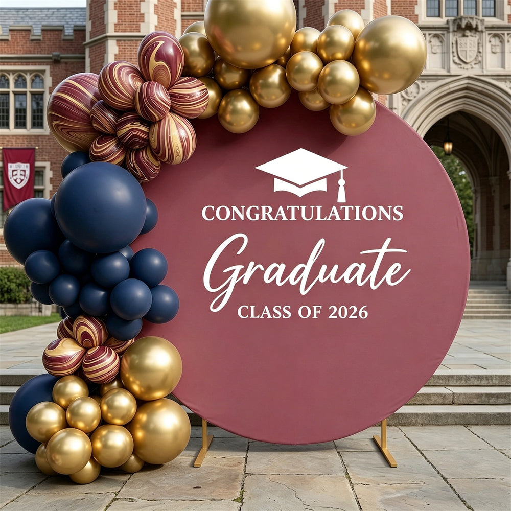 Graduation Backdrop Mauve White Graduation Round Custom Graduation Bac