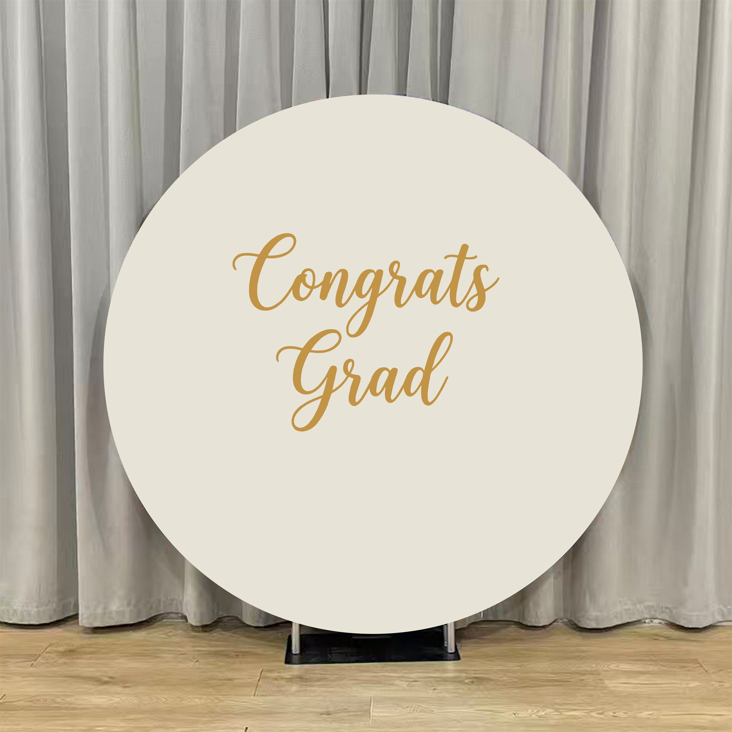6ft Graduation Round Backdrop Beige Gold Congrats Grad 5ft Graduation Round Backdrop ZTT64-39