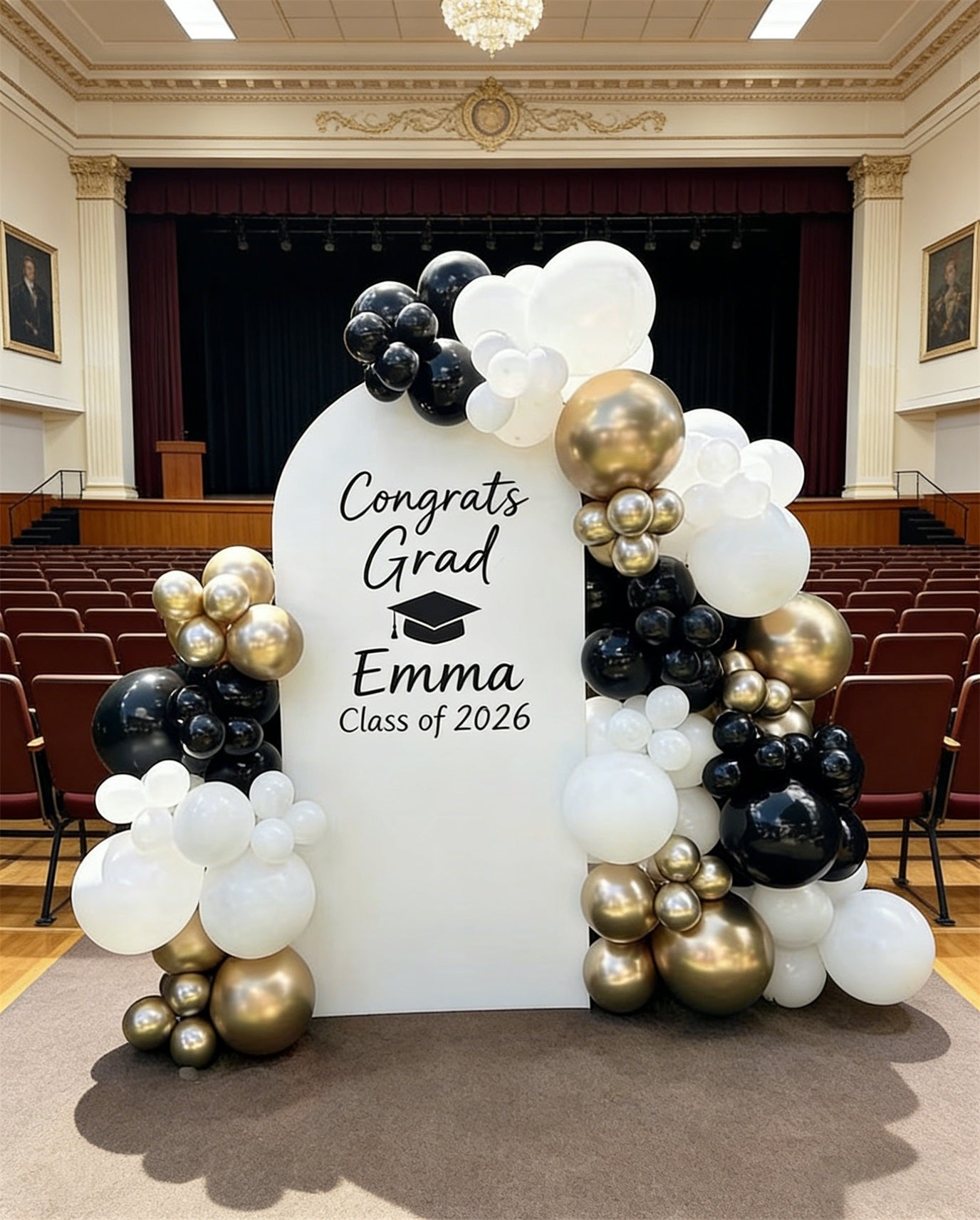 Personalized Graduation Arch Backdrop White Arch Cap Party Decor Custom Graduation Arch Backdrop ZTT64-4