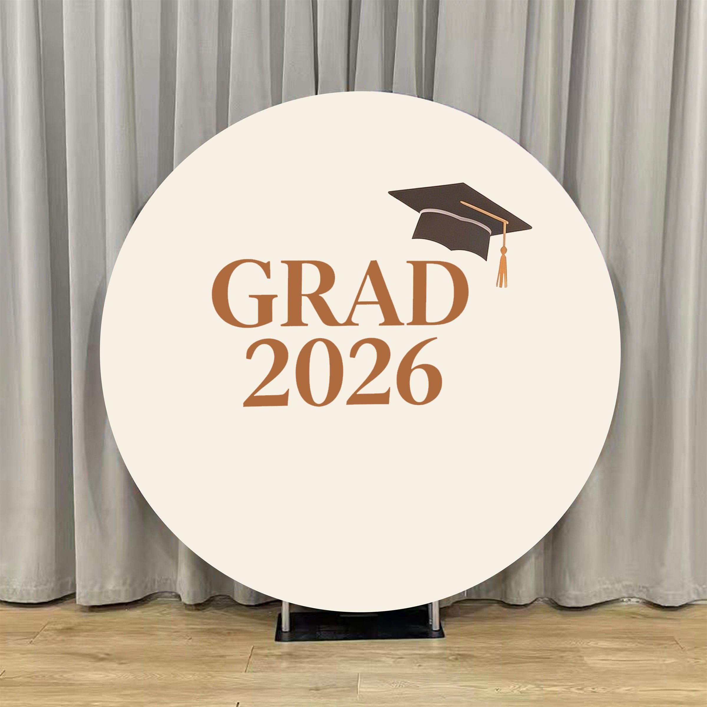 Graduation Round Backdrop For Photos Cream Terracotta Grad Cap Graduation Photography Round Backdrop ZTT64-42