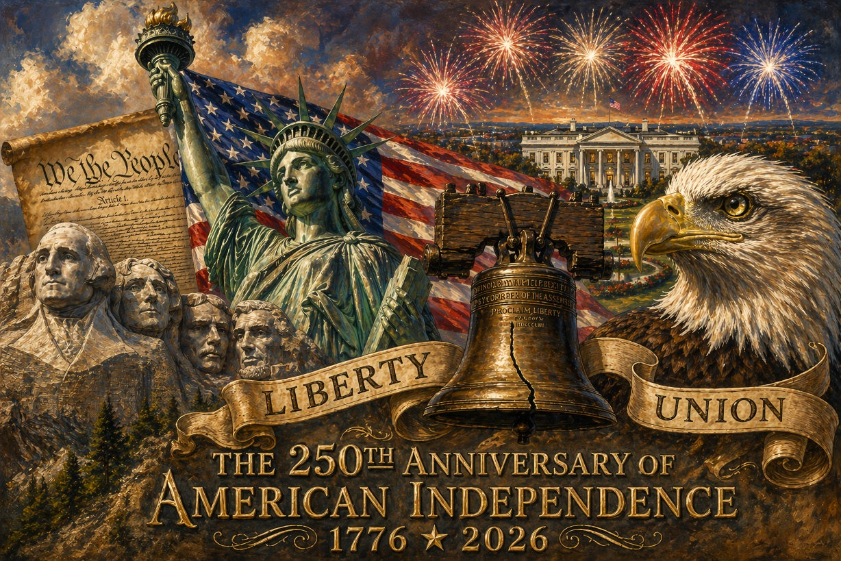 American Flag Backdrop 250th Anniversary Liberty Bell Eagle 1776-2026 Independence Day Celebration Banner ZTT64-54