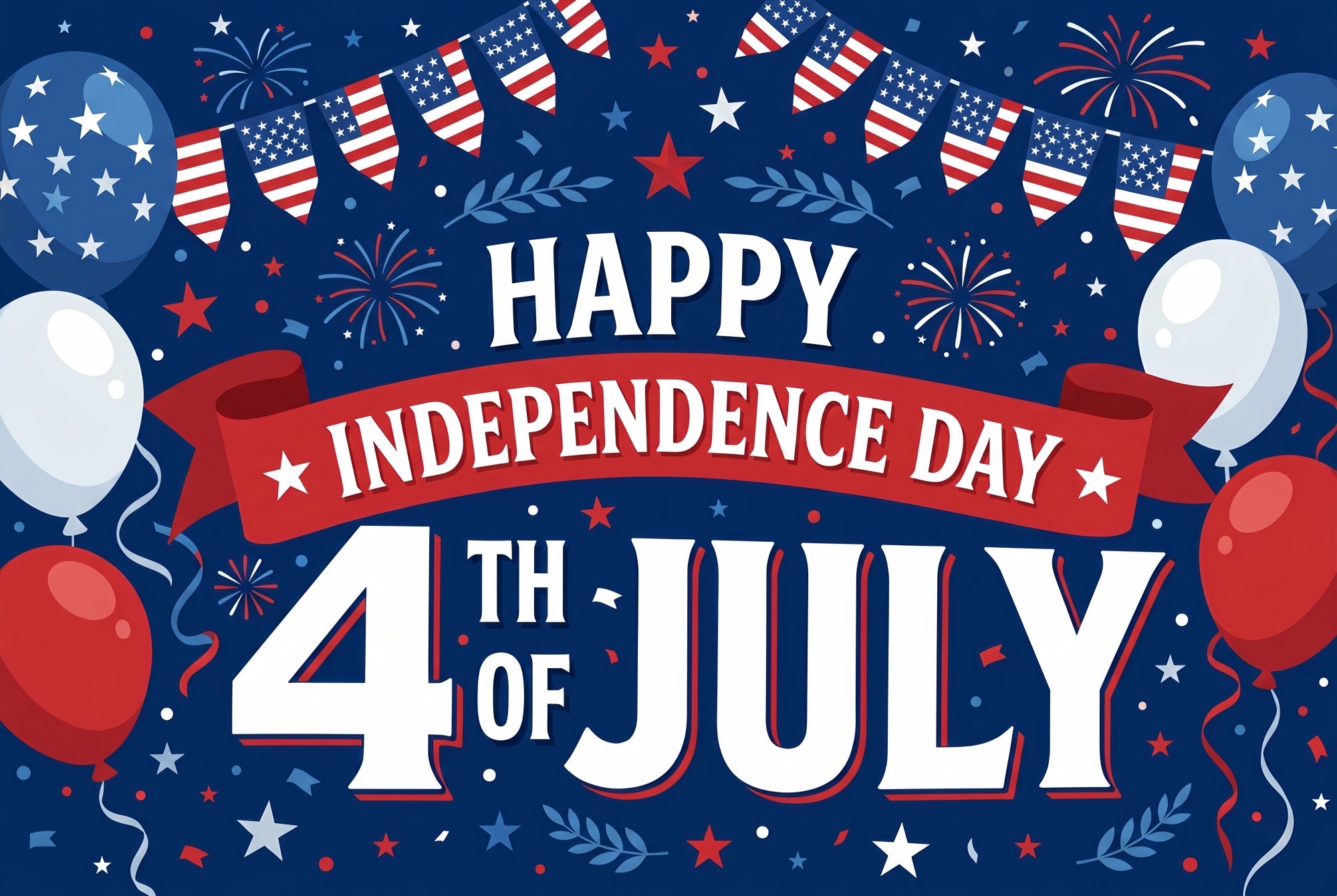 American Flag Backdrop Balloon Fireworks Independence Day Happy 4th of July 250 Years of Freedom Backdrop ZTT64-60