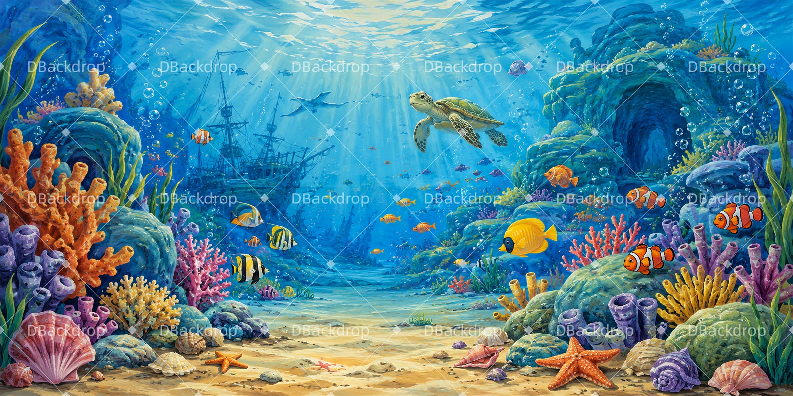 Fantasy Backdrop Underwater World Scuba VBS Backdrop ZTT65-T16