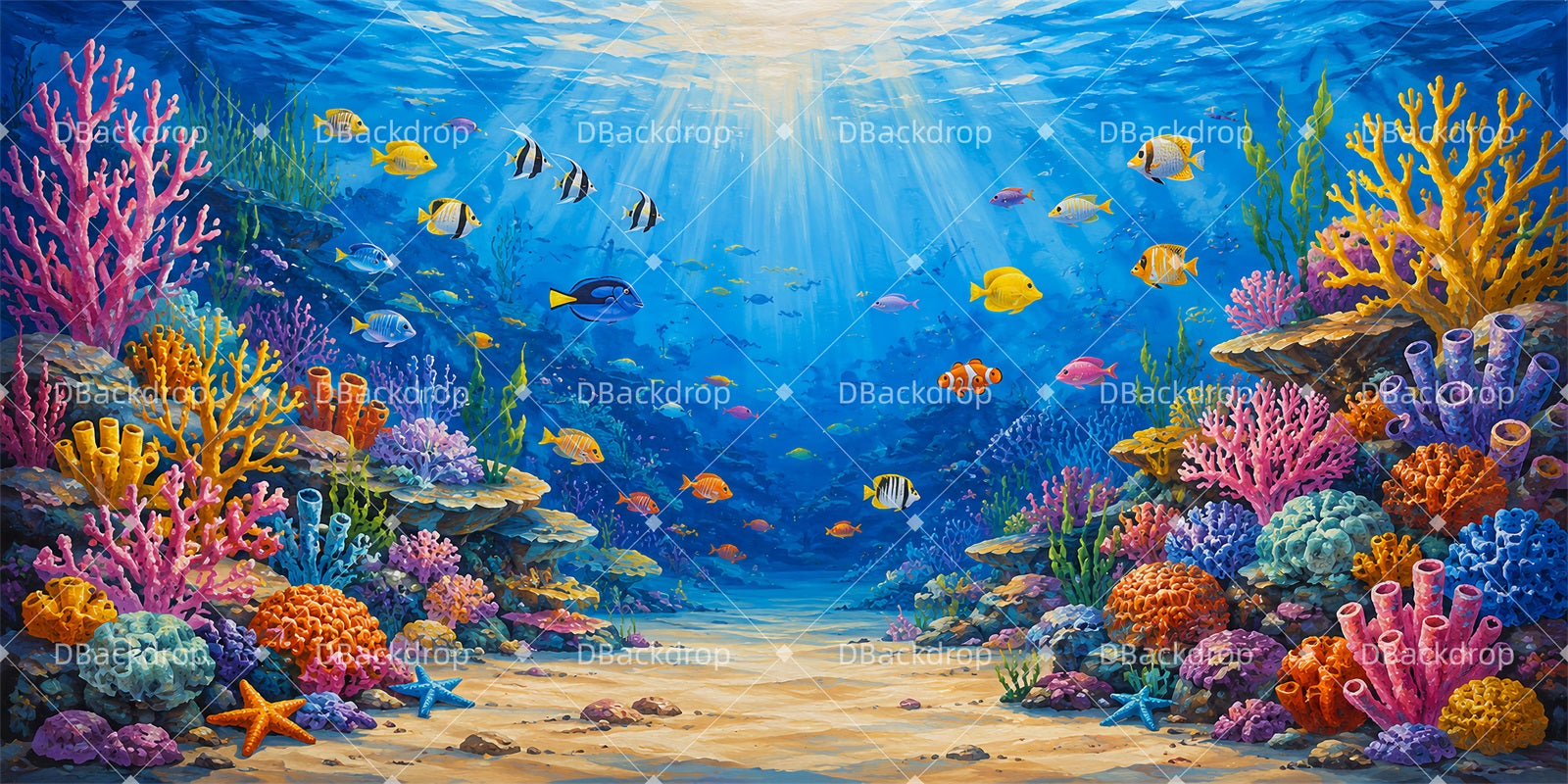Fantasy Backdrop Underwater Reef Scuba VBS Backdrop ZTT65-T17