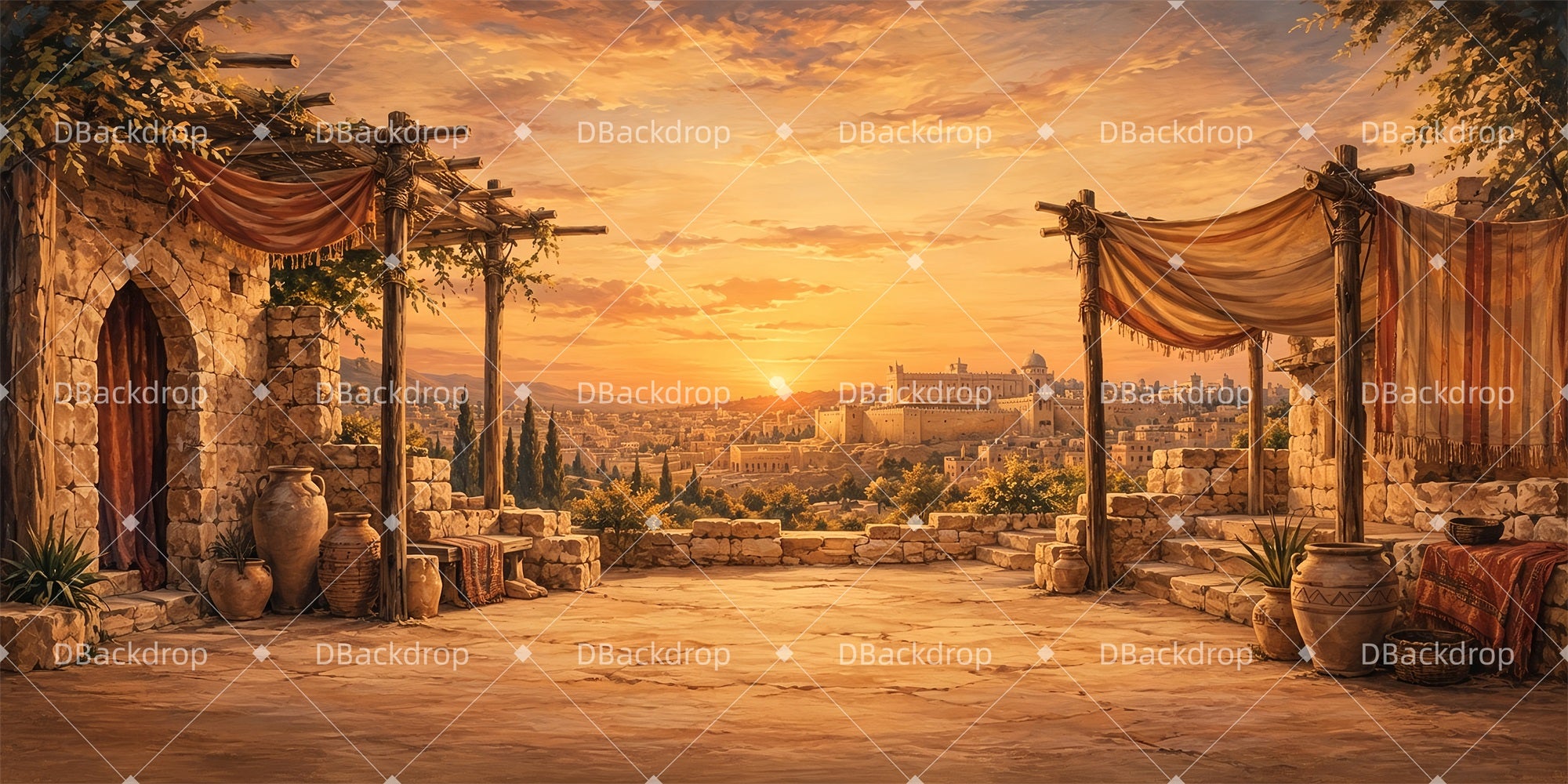 Theater Backdrops For Sale Sunset Courtyard Stage Backdrop Ideas ZTT65-T19