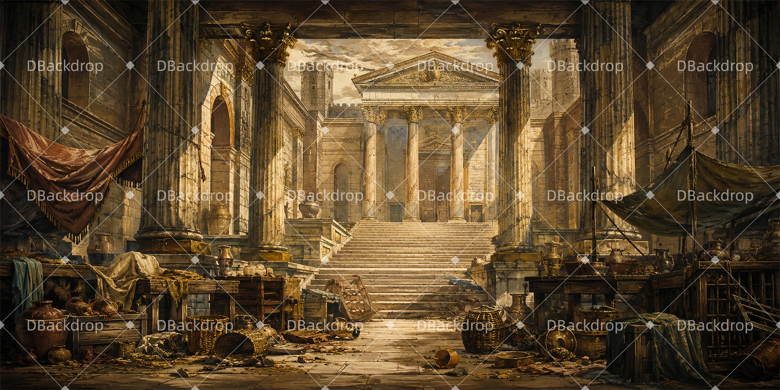 Large Stage Backdrops Sunlit Marketplace Backdrop For Theater Play ZTT65-T22