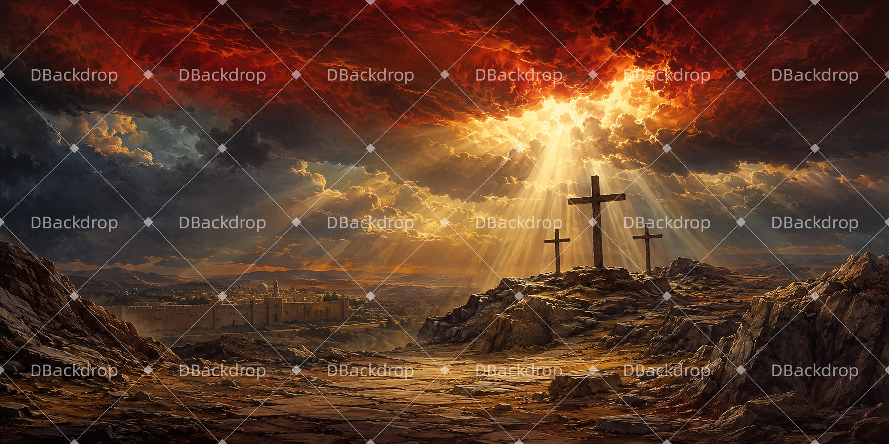 Theater Backdrops For Sale Crimson Calvary Church Stage Backdrops ZTT65-T27