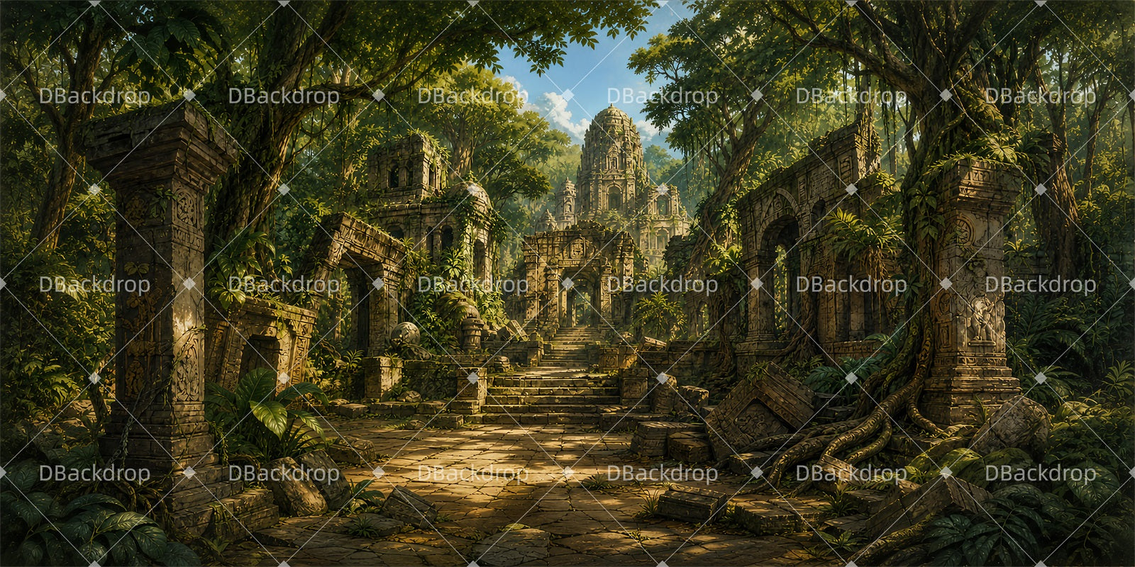 Movie Theater Backdrop Jungle Ruins Stage Backdrop Ideas ZTT65-T33