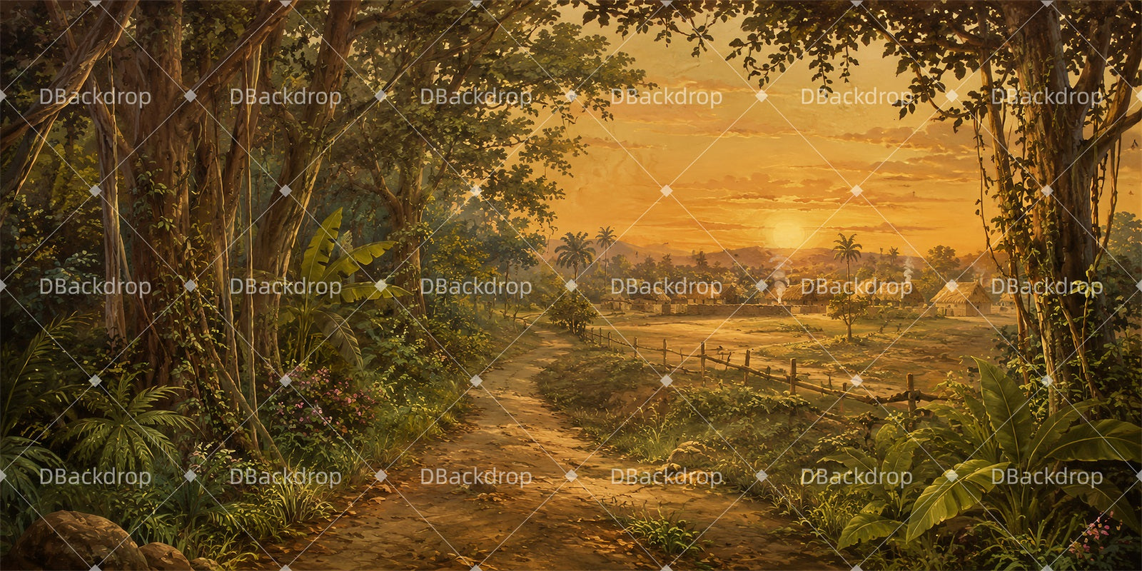 Professional Stage Backdrops Village Sunset Theater Backdrop ZTT65-T37