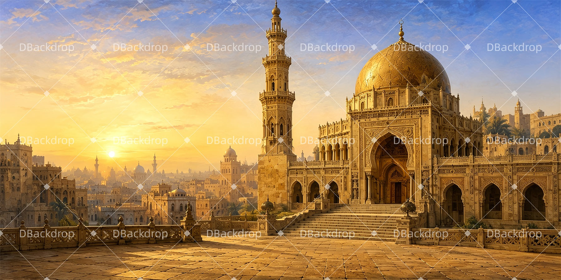 Stage Backdrops Golden Hour Mosque Movie Theater Backdrop ZTT65-T38