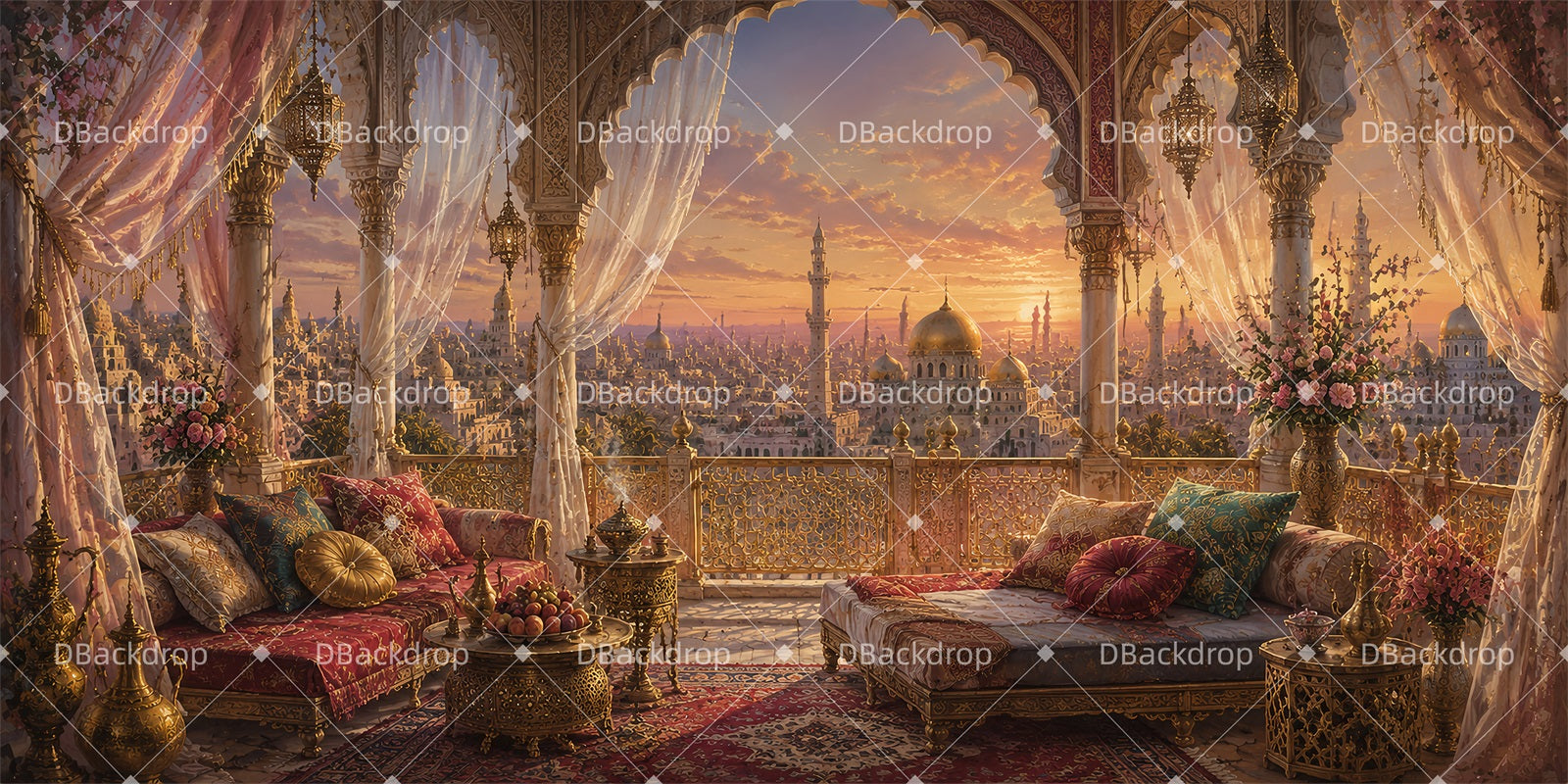 Movie Theater Backdrop Sunset Palace Balcony Performance Backdrop ZTT65-T45