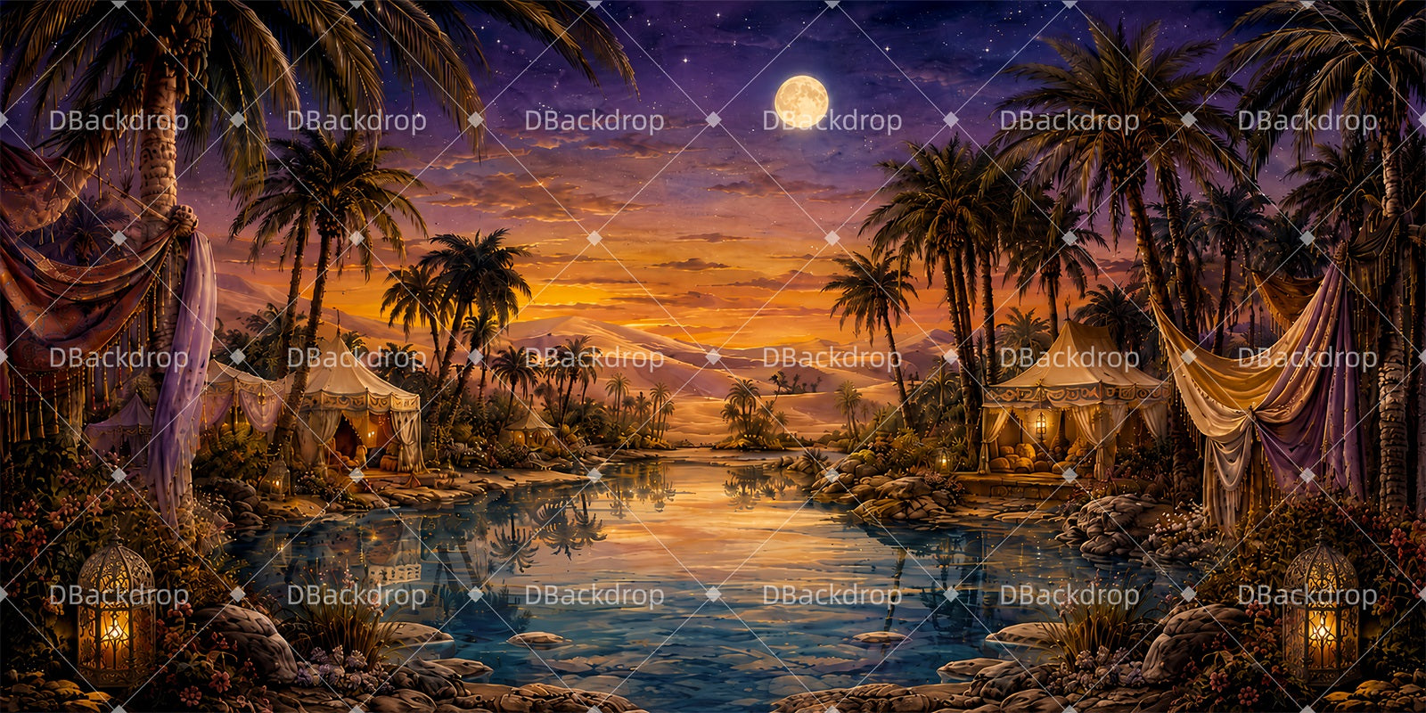 Stage Scenery Backdrops Desert Oasis Camp Theater Backdrop ZTT65-T47
