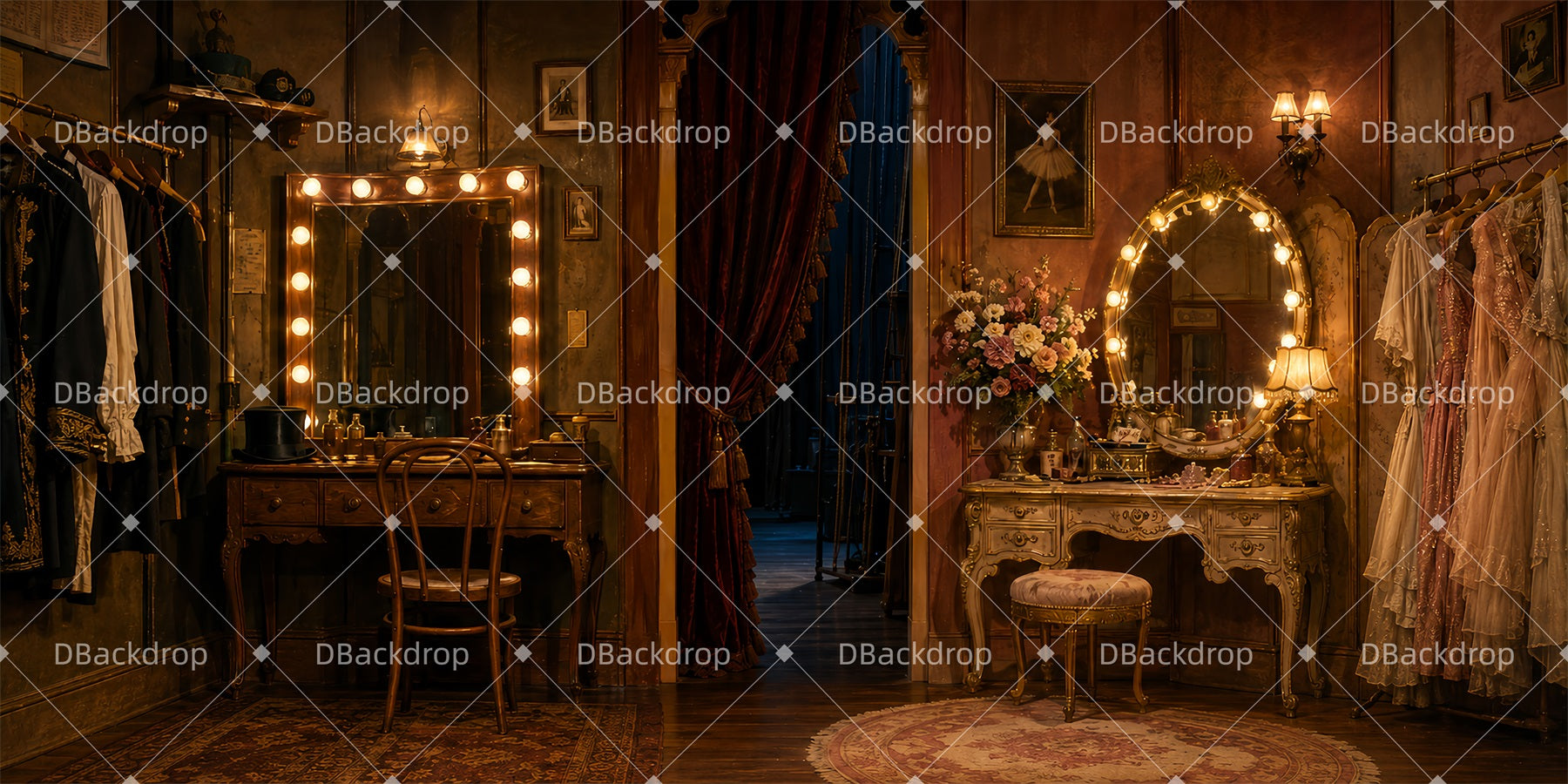 Stage Backdrop Velvet Dressing Room Theater Backdrops For Sale ZTT65-T50