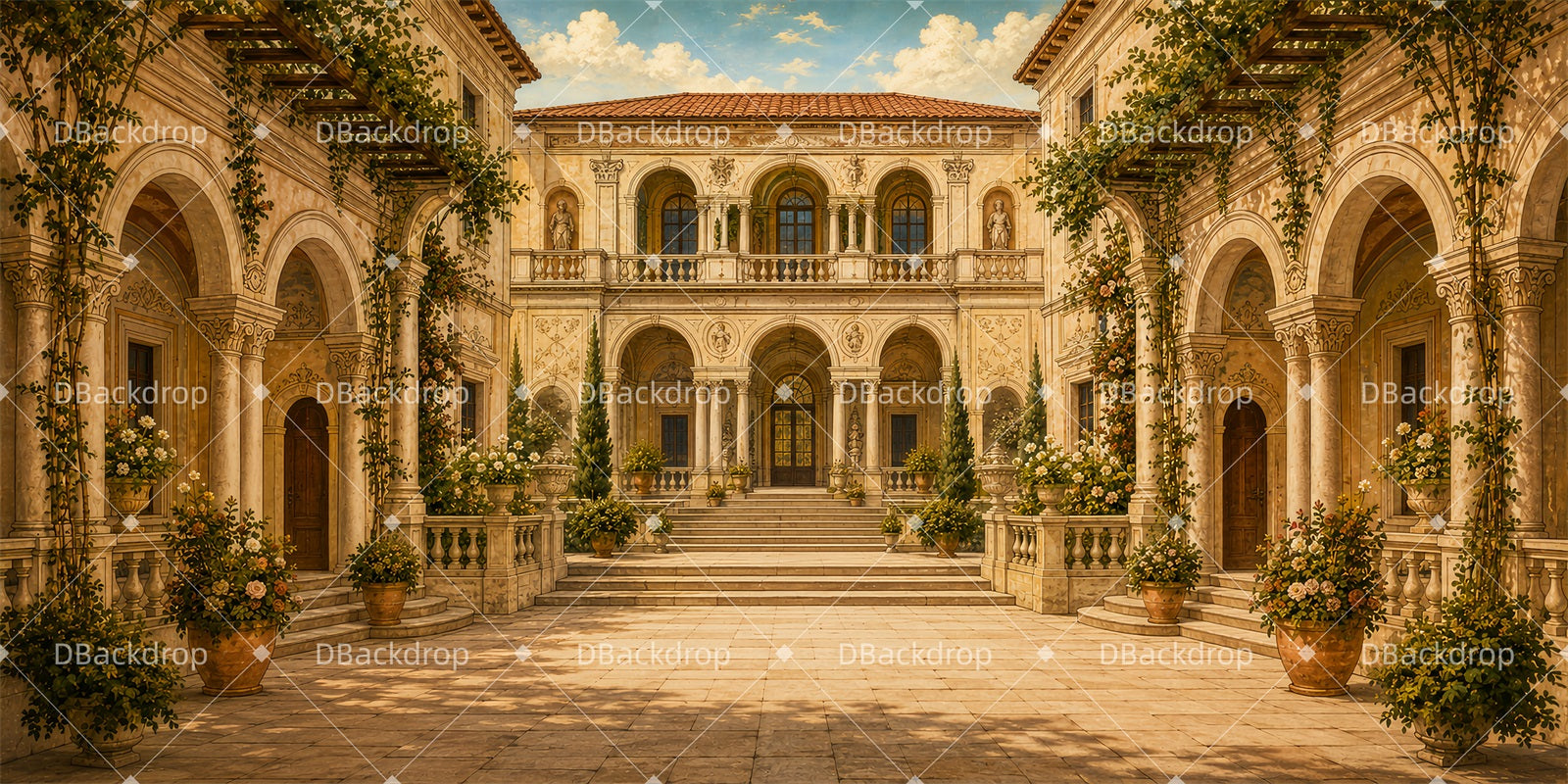 Stage Backdrop Ideas Renaissance Courtyard School Play Backdrop ZTT65-T53