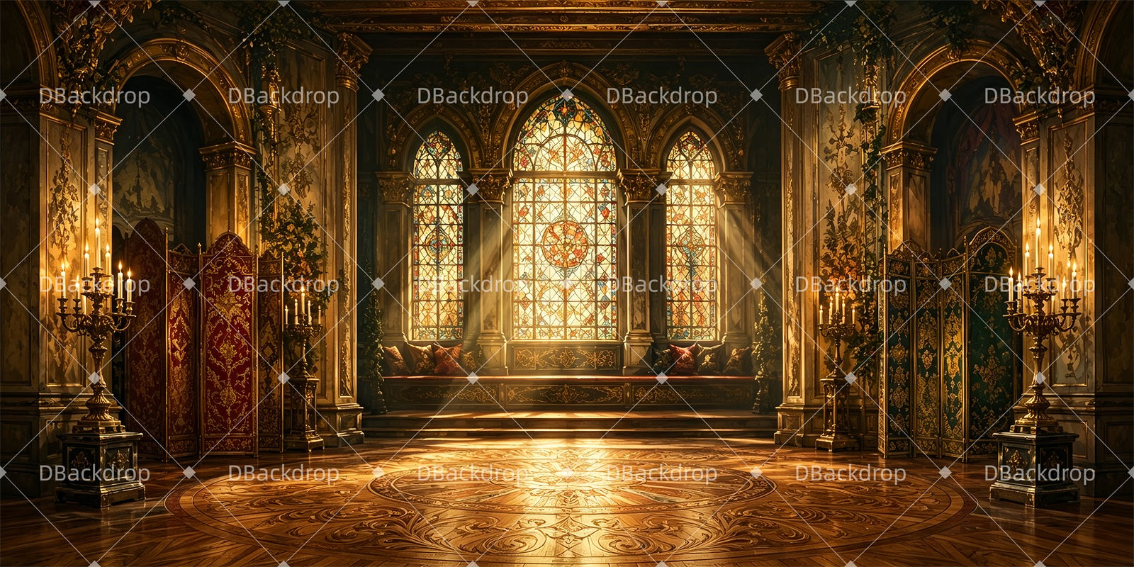 Church Stage Backdrops Stained Glass Hall Theater Backdrops ZTT65-T63