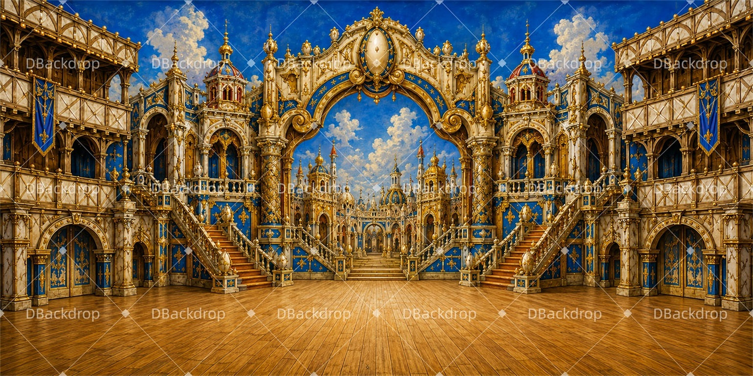 Professional Stage Backdrops Blue Gold Palace Musical Backdrop ZTT65-T66