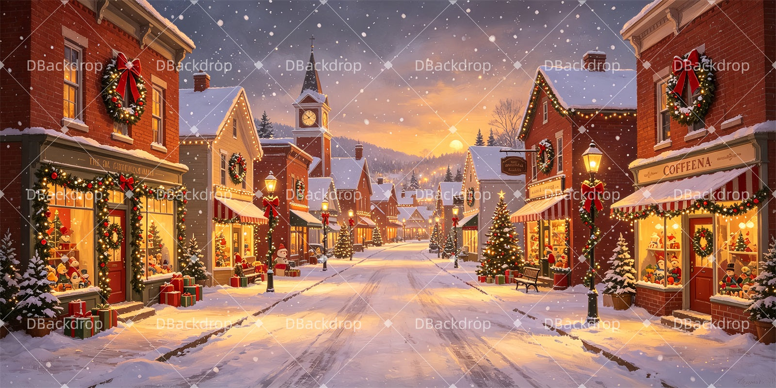 School Play Backdrops Christmas Town Performance Backdrop ZTT66-T107
