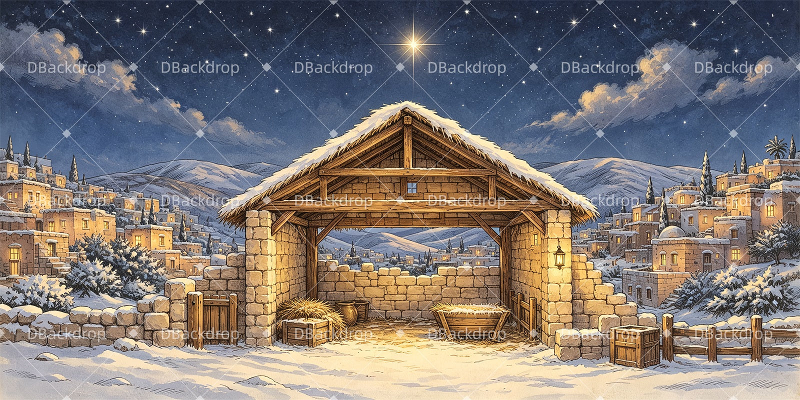 Theater Stage Backdrops Holy Manger Performance Backdrop ZTT66-T116