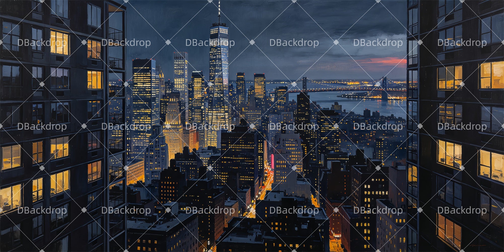 Large Stage Backdrops City Dusk Theater Backdrops For Sale ZTT66-T117