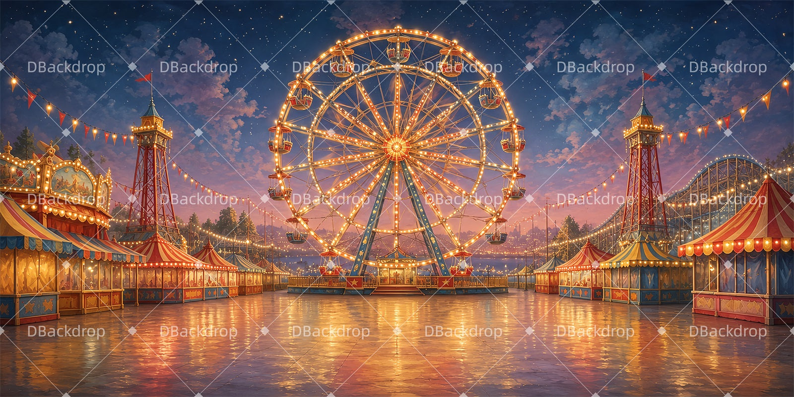 School Play Backdrops Dusk Carnival Theater Stage Backdrops ZTT66-T152