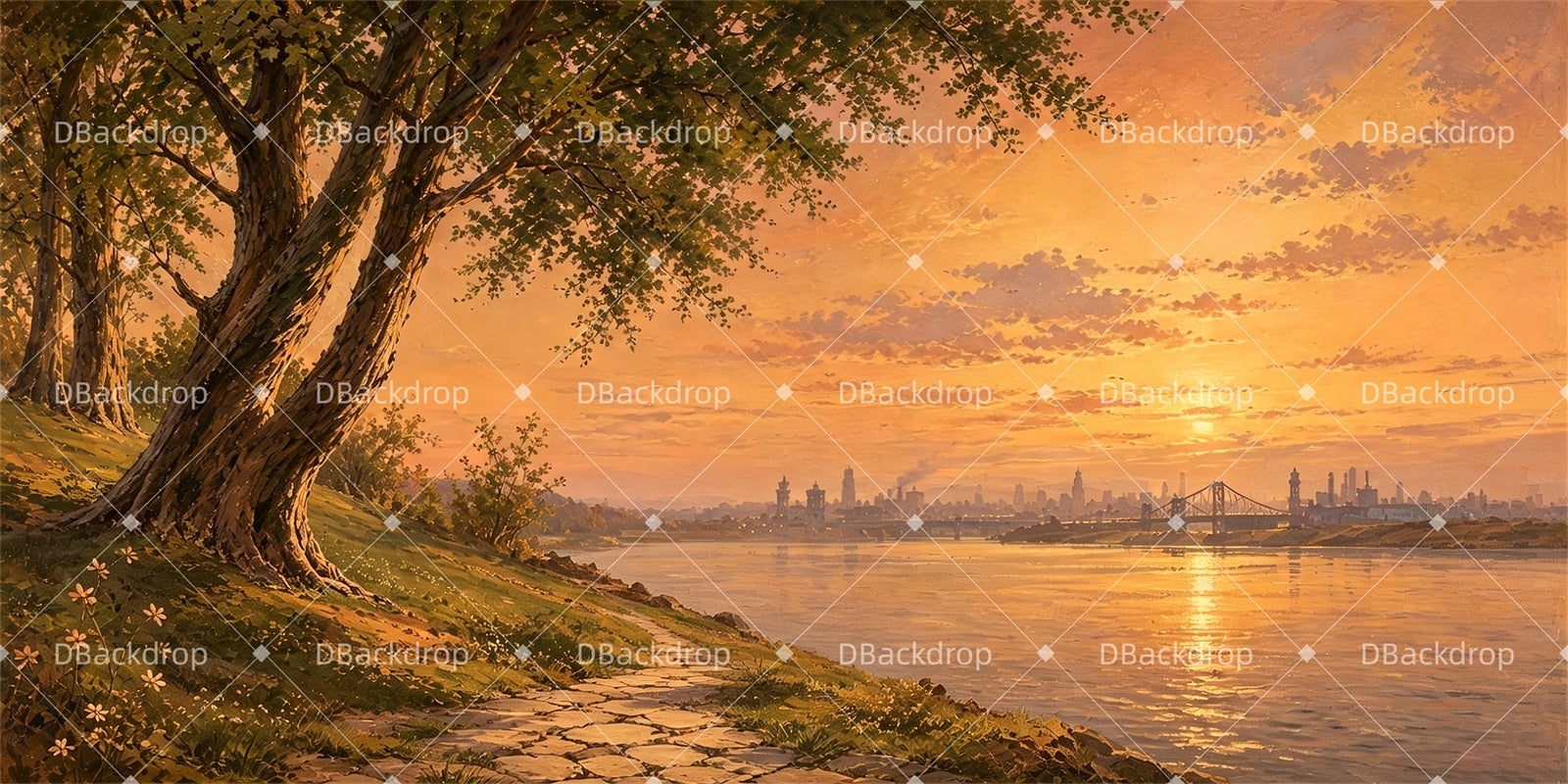 Scenery Backdrops For Theater Dusk Riverbank Stage Backdrop ZTT66-T83