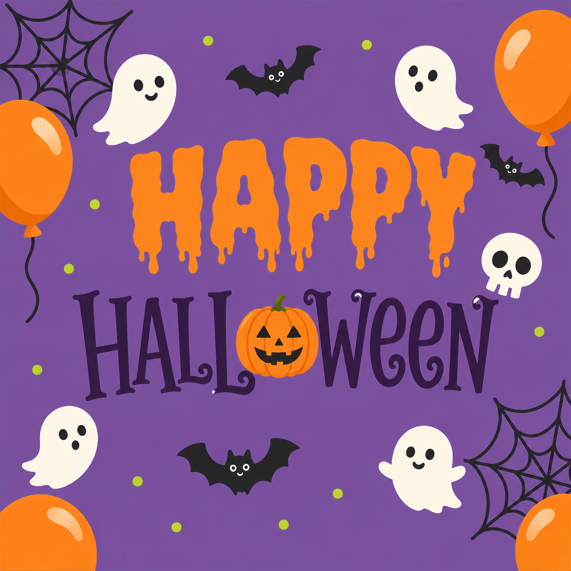 Simple Halloween Backdrop Cute Ghost Balloon Party Extra Large Halloween Backdrop ZTT67-18