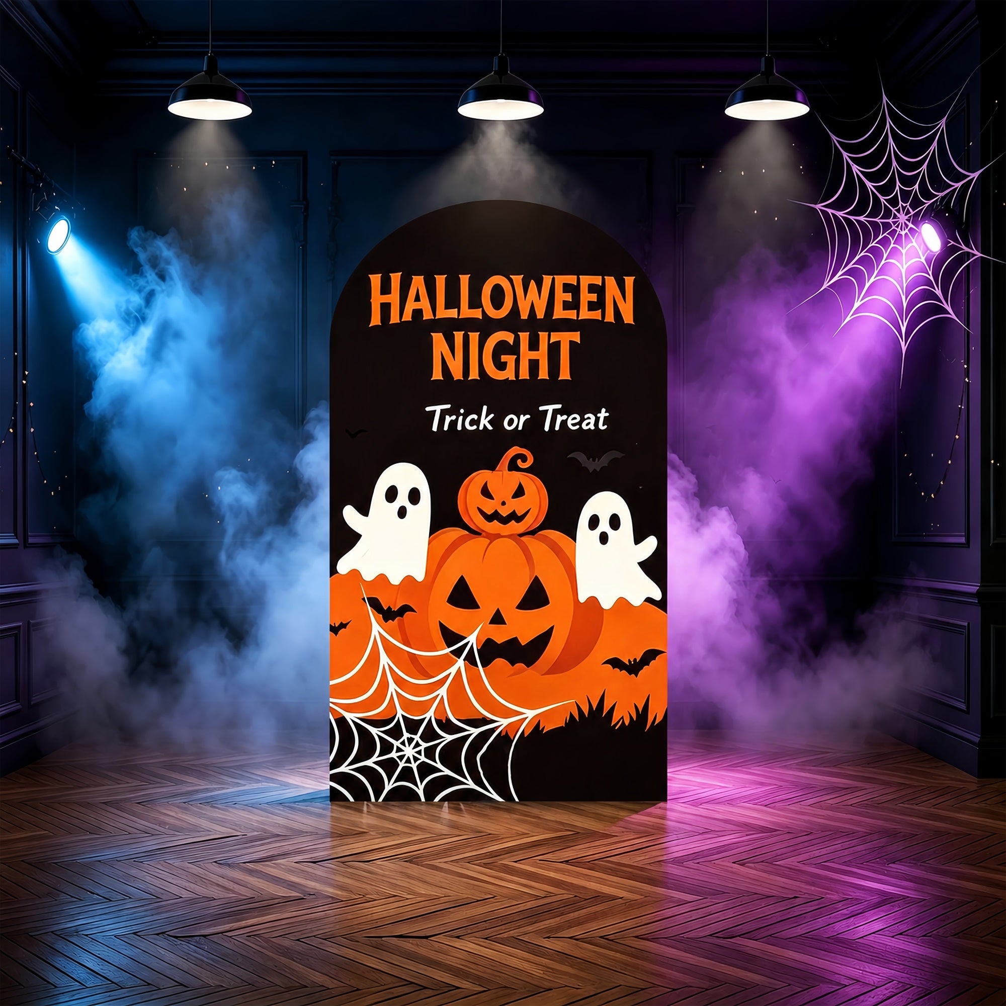 Halloween Arch Backdrop Pumpkin Ghost Spiderweb Display Large Halloween Backdrops ZTT67-3