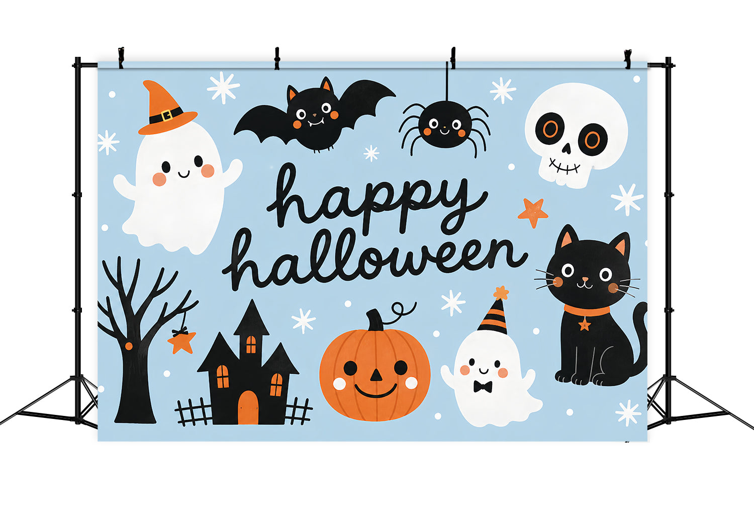 Cute Halloween Photo Backdrop Cute Ghost Cat Pumpkin Backdrop Halloween ZTT67-33