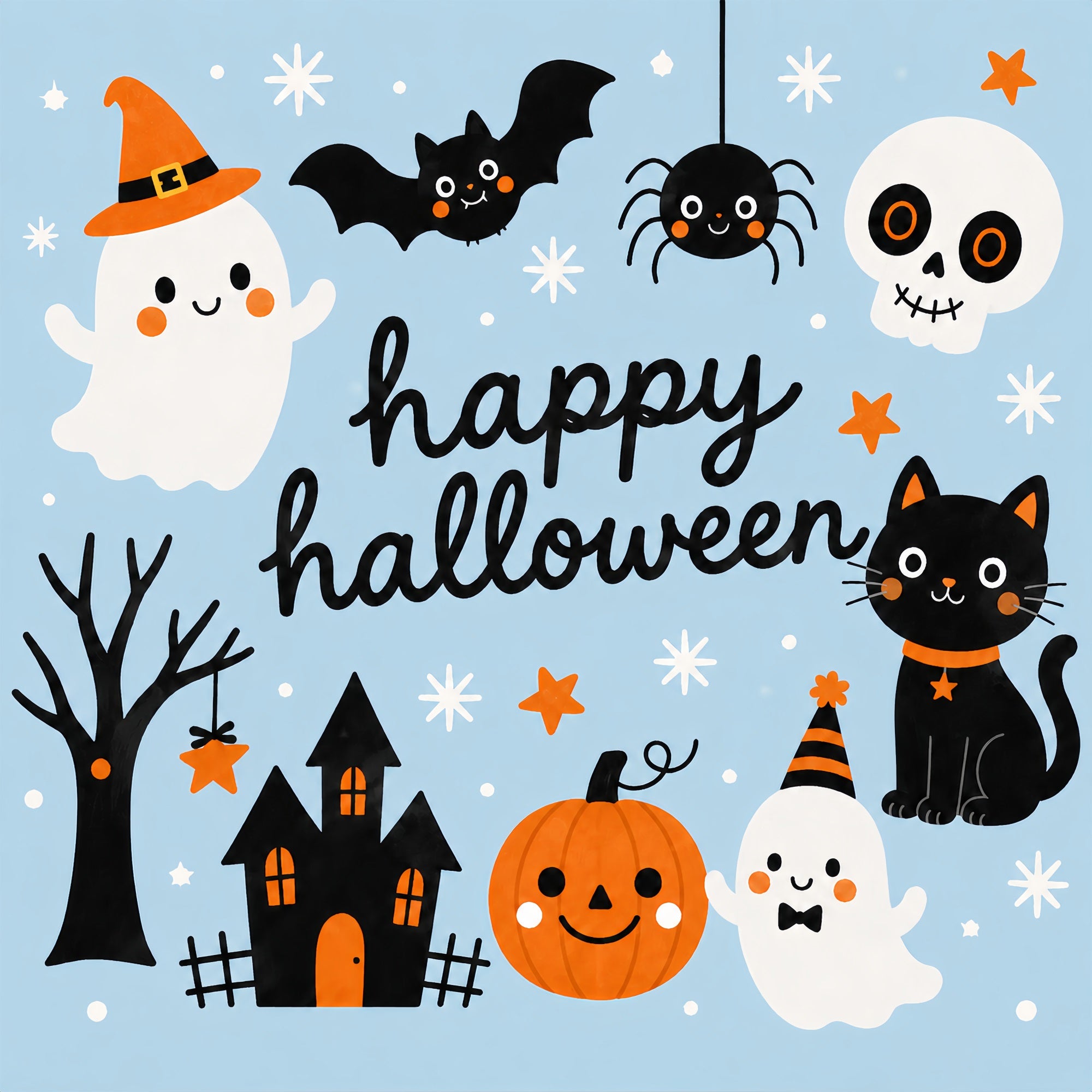 Cute Halloween Photo Backdrop Cute Ghost Cat Pumpkin Backdrop Halloween ZTT67-33